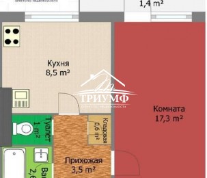 1 комнатная квартира на Киндийсом шоссе.
